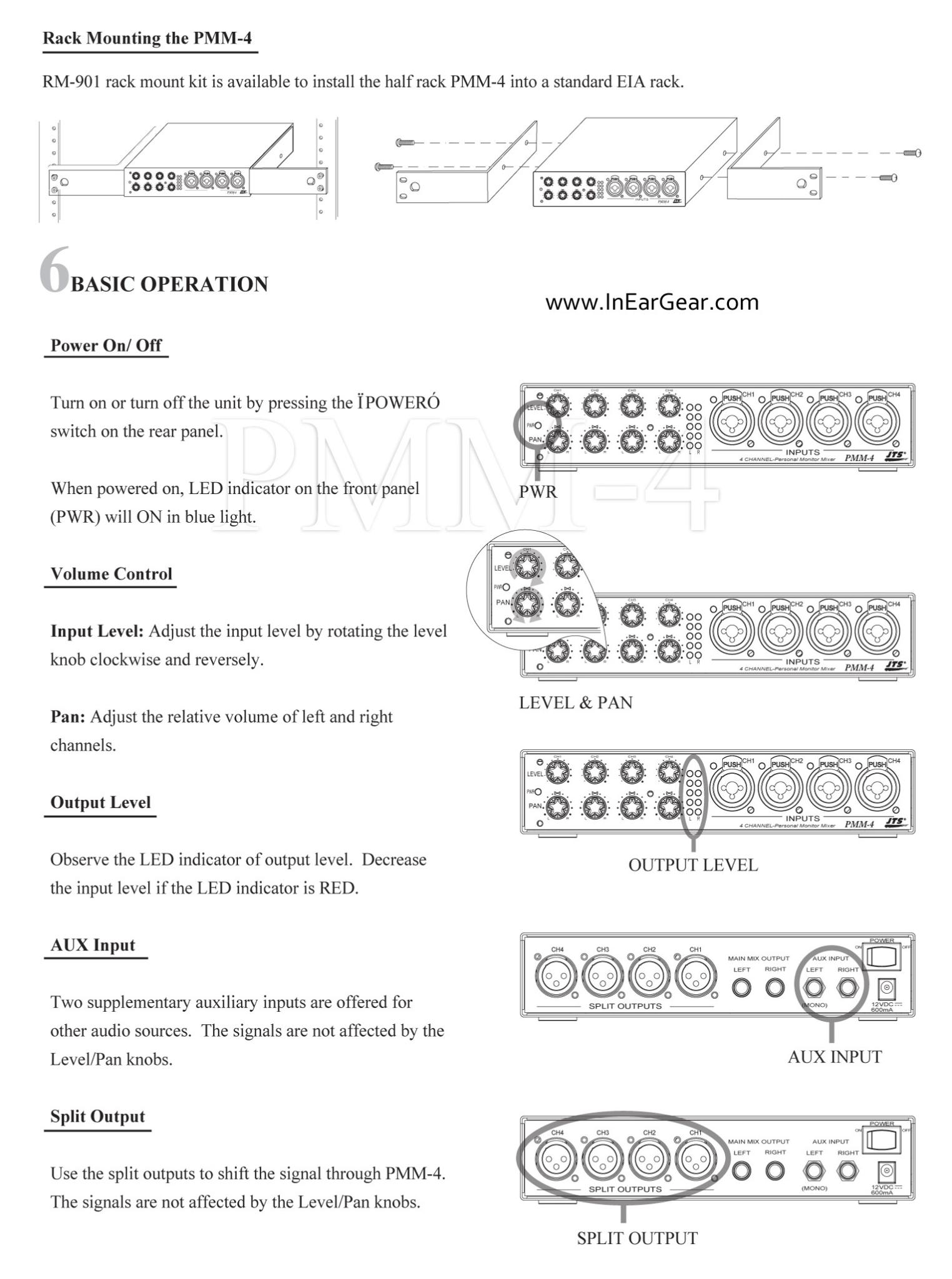 JTS PMM-4 Four Channel In-Ear Monitor Mixer with Split Lines out $299